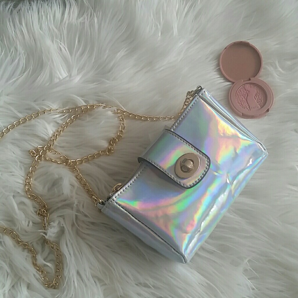 Iridescent chain crossbody bag